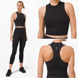 Lululemon Everlux and Mesh Cropped Tank Black